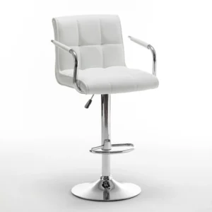 Σκαμπό Bar ArteLibre DOKK Με Πλάτη Πτυσσόμενο Λευκό PU/Μέταλλο 52x56x94-115cm - Image 3