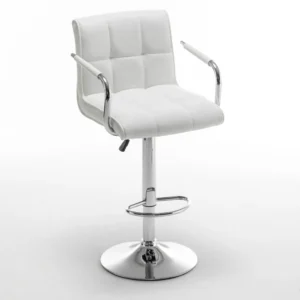 Σκαμπό Bar ArteLibre DOKK Με Πλάτη Πτυσσόμενο Λευκό PU/Μέταλλο 52x56x94-115cm - Image 4