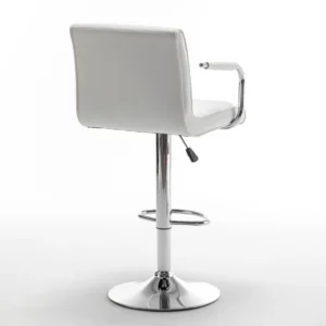 Σκαμπό Bar ArteLibre DOKK Με Πλάτη Πτυσσόμενο Λευκό PU/Μέταλλο 52x56x94-115cm - Image 6