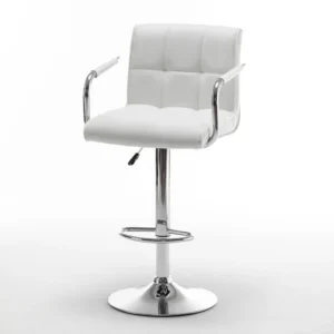 Σκαμπό Bar ArteLibre DOKK Με Πλάτη Πτυσσόμενο Λευκό PU/Μέταλλο 52x56x94-115cm - Image 8