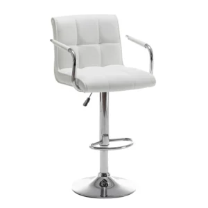 Σκαμπό Bar ArteLibre DOKK Με Πλάτη Πτυσσόμενο Λευκό PU/Μέταλλο 52x56x94-115cm