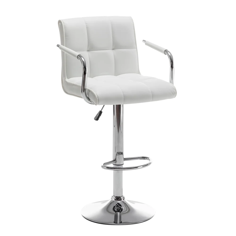 Σκαμπό Bar ArteLibre DOKK Με Πλάτη Πτυσσόμενο Λευκό PU/Μέταλλο 52x56x94-115cm