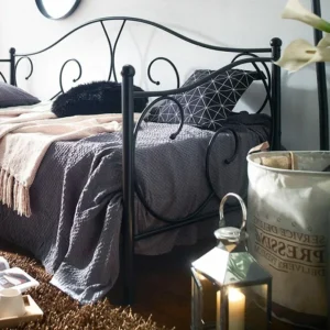 Κρεβάτι ArteLibre MICHAEL Μεταλλικό Sandy Black 209x97x106cm (200x90cm) - Image 5