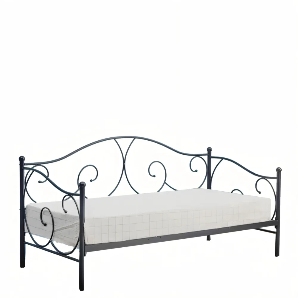 Κρεβάτι ArteLibre MICHAEL Μεταλλικό Sandy Black 209x97x106cm (200x90cm)
