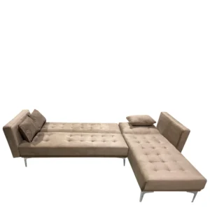 Καναπές Κρεβάτι Γωνιακός ArteLibre ARION Καφέ Ύφασμα 244x162x84cm - Image 4