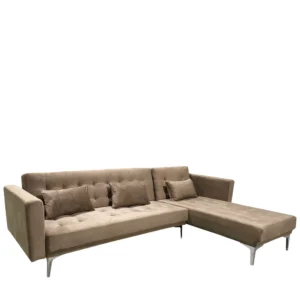 Καναπές Κρεβάτι Γωνιακός ArteLibre ARION Καφέ Ύφασμα 244x162x84cm