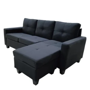 Καναπές Γωνιακός ArteLibre IDRIL Αναστρέψιμος Μαύρο Ύφασμα 205x162x84cm - Image 6