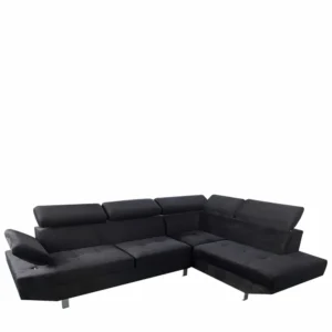 Καναπές Γωνιακός ArteLibre OZMA Μαύρο Ύφασμα 254x160x70cm - Image 2