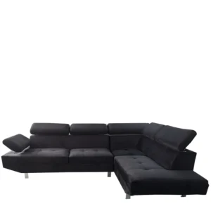 Καναπές Γωνιακός ArteLibre OZMA Μαύρο Ύφασμα 254x160x70cm