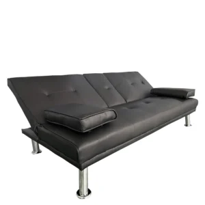 Καναπές Κρεβάτι Τριθέσιος ArteLibre ALFRED Μαύρο PU 164x76.5x79cm - Image 3