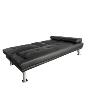 Καναπές Κρεβάτι Τριθέσιος ArteLibre ALFRED Μαύρο PU 164x76.5x79cm - Image 4