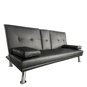 Καναπές Κρεβάτι Τριθέσιος ArteLibre ALFRED Μαύρο PU 164x76.5x79cm