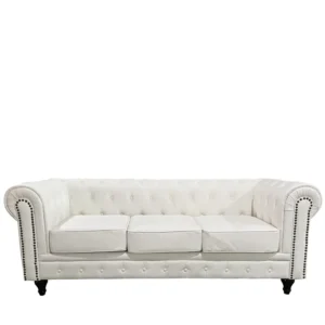 Καναπές Τριθέσιος ArteLibre AVERY Λευκό PU 208x90x73cm - Image 2