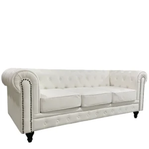 Καναπές Τριθέσιος ArteLibre AVERY Λευκό PU 208x90x73cm