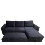 Καναπές Κρεβάτι Γωνιακός ArteLibre MATINEE Αναστρέψιμος Μαύρο Ύφασμα 220x155x81cm - Image 2