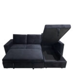 Καναπές Κρεβάτι Γωνιακός ArteLibre MATINEE Αναστρέψιμος Μαύρο Ύφασμα 220x155x81cm - Image 4