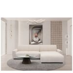 Καναπές Γωνιακός Αναστρέψιμος ArteLibre TRIANA Μπεζ Ύφασμα 287x161x71cm - Image 4