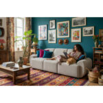 Καναπές Κρεβάτι Τριθέσιος ArteLibre SCULPTA Μπεζ Ύφασμα 234x88x75cm - Image 4