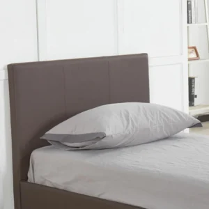 Κρεβάτι ArteLibre AZALEA Σκούρο Καφέ PU 213x101x88cm (Στρώμα 90x200cm) - Image 3