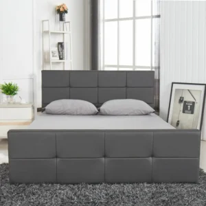 Κρεβάτι ArteLibre ANEMONE Γκρι PU 216x160.5x93cm (Στρώμα 150x200cm) - Image 2