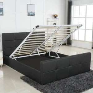 Κρεβάτι ArteLibre ANEMONE Μαύρο PU Με Αποθηκευτικό Χώρο 217.5x170.5x100cm(Στρώμα 160x200cm) - Image 4