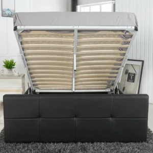 Κρεβάτι ArteLibre ANEMONE Μαύρο PU Με Αποθηκευτικό Χώρο 217.5x170.5x100cm(Στρώμα 160x200cm) - Image 5