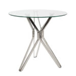 Τραπέζι ArteLibre BIHOR Διάφανο/Χρώμιο Γυαλί/Μέταλλο 80x80x75cm - Image 2
