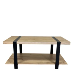 Τραπεζάκι Σαλονιού ArteLibre ESPINO Φυσικό/Μαύρο Μοριοσανίδα/Μέταλλο 100x50x45cm - Image 2