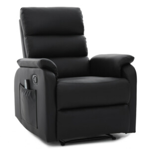 Πολυθρόνα Ανακλινόμενη ArteLibre RIGIL Με Λειτουργία Μασάζ Μαύρο PU 75x87x102cm