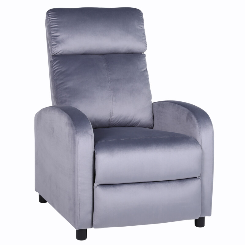 Πολυθρόνα Ανακλινόμενη ArteLibre TUREIS Γκρι Βελούδο 68x86x99cm