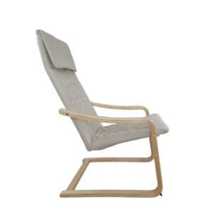 Πολυθρόνα ArteLibre NORDVIK Μπεζ/Φυσικό Ύφασμα/Ξύλο 60x71x105cm - Image 2