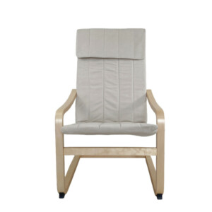 Πολυθρόνα ArteLibre NORDVIK Μπεζ/Φυσικό Ύφασμα/Ξύλο 60x71x105cm - Image 4