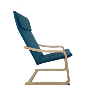 Πολυθρόνα ArteLibre NORDVIK Μπλε/Φυσικό Ύφασμα/Ξύλο 60x71x105cm - Image 2