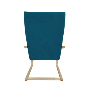 Πολυθρόνα ArteLibre NORDVIK Μπλε/Φυσικό Ύφασμα/Ξύλο 60x71x105cm - Image 3