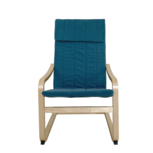 Πολυθρόνα ArteLibre NORDVIK Μπλε/Φυσικό Ύφασμα/Ξύλο 60x71x105cm - Image 4