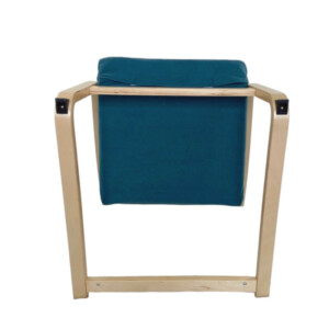 Πολυθρόνα ArteLibre NORDVIK Μπλε/Φυσικό Ύφασμα/Ξύλο 60x71x105cm - Image 5