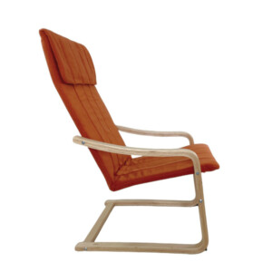 Πολυθρόνα ArteLibre NORDVIK Πορτοκαλί/Φυσικό Ύφασμα/Ξύλο 60x71x105cm - Image 2