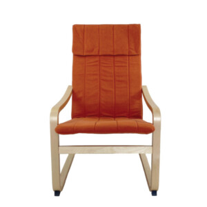 Πολυθρόνα ArteLibre NORDVIK Πορτοκαλί/Φυσικό Ύφασμα/Ξύλο 60x71x105cm - Image 4