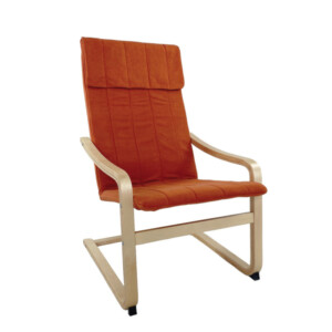 Πολυθρόνα ArteLibre NORDVIK Πορτοκαλί/Φυσικό Ύφασμα/Ξύλο 60x71x105cm