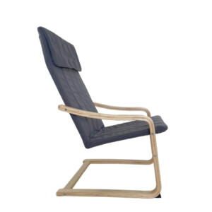 Πολυθρόνα ArteLibre NORDVIK Γκρι/Φυσικό Ύφασμα/Ξύλο 60x71x105cm - Image 2