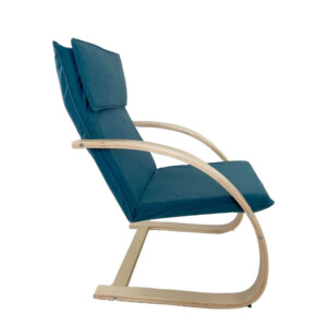 Πολυθρόνα ArteLibre VESNA Μπλε/Φυσικό Ύφασμα/Ξύλο 67x78x92cm - Image 2