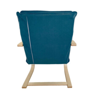 Πολυθρόνα ArteLibre VESNA Μπλε/Φυσικό Ύφασμα/Ξύλο 67x78x92cm - Image 3