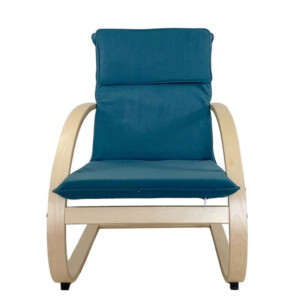 Πολυθρόνα ArteLibre VESNA Μπλε/Φυσικό Ύφασμα/Ξύλο 67x78x92cm - Image 4