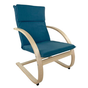 Πολυθρόνα ArteLibre VESNA Μπλε/Φυσικό Ύφασμα/Ξύλο 67x78x92cm