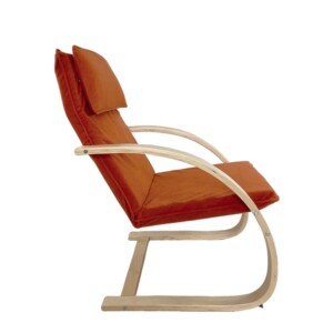 Πολυθρόνα ArteLibre VESNA Πορτοκαλί/Φυσικό Ύφασμα/Ξύλο 67x78x92cm - Image 2