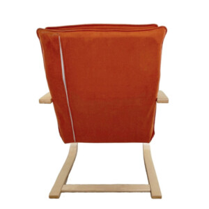 Πολυθρόνα ArteLibre VESNA Πορτοκαλί/Φυσικό Ύφασμα/Ξύλο 67x78x92cm - Image 3