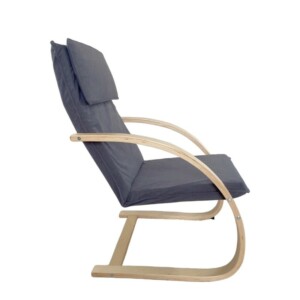 Πολυθρόνα ArteLibre VESNA Γκρι/Φυσικό Ύφασμα/Ξύλο 67x78x92cm - Image 2