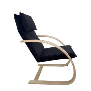 Πολυθρόνα ArteLibre VESNA Μαύρο/Φυσικό Ύφασμα/Ξύλο 67x78x92cm - Image 2