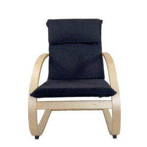 Πολυθρόνα ArteLibre VESNA Μαύρο/Φυσικό Ύφασμα/Ξύλο 67x78x92cm - Image 4