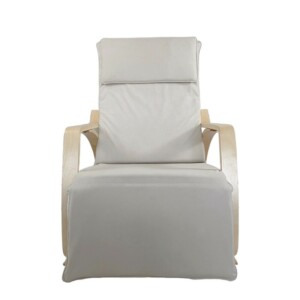 Πολυθρόνα Κουνιστή ArteLibre LUNDRA Μπεζ/Φυσικό Ύφασμα/Ξύλο 67x127x91cm - Image 6